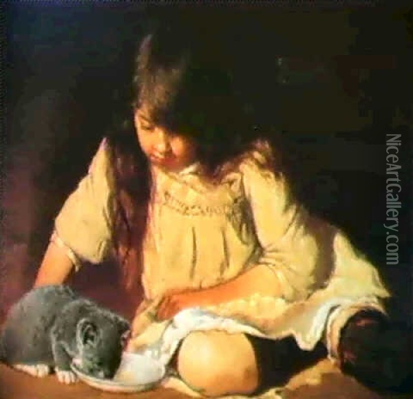 Grace, A Portrait Of The Artist's Daughter Oil Painting - John Joseph Enneking