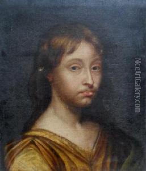 Portrait Possibly Depicting A Saint, Head And Shoulders, Wearing A Golden Robes Oil Painting - Cesare Dandini