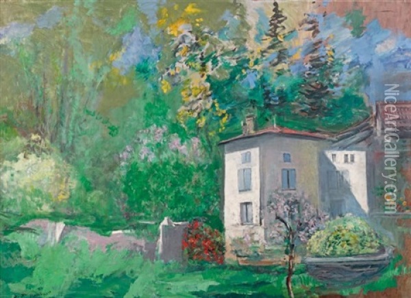 Maison Dans Un Parc Oil Painting - Jules Leon Flandrin