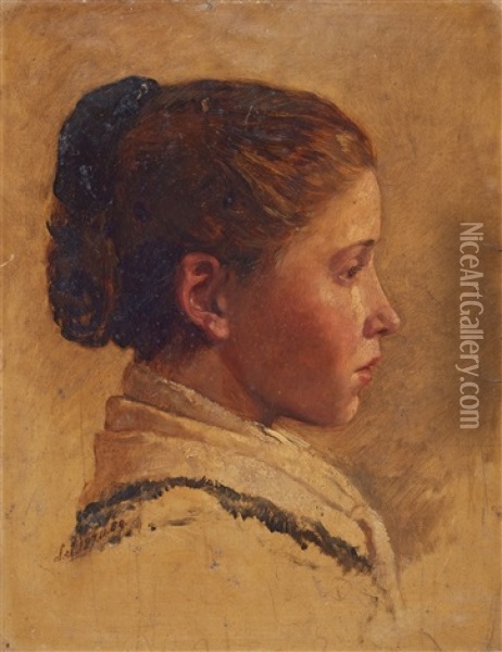 Eine Junge Frau Im Profil Oil Painting - Wilhelm von Lindenschmit the Younger