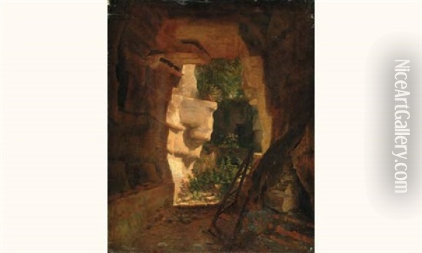La Herse Dans La Grotte Oil Painting - Prosper Francois Irenee Barrigues de Fontainieu