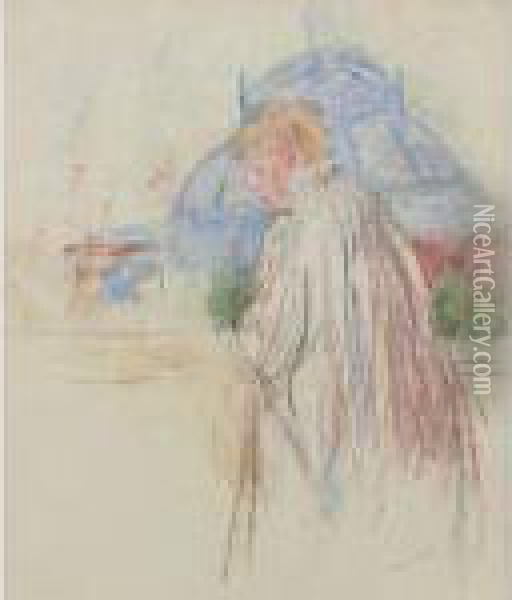 Au Palais D'exposition Oil Painting - Berthe Morisot
