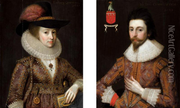 Portraits Of Sir Thomas Cowdray; And His Wife, Lady Cowdray Oil Painting - Adam de Colone