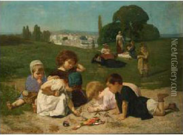 The Young Biologists Oil Painting - Louis Frederic Schutzenberger