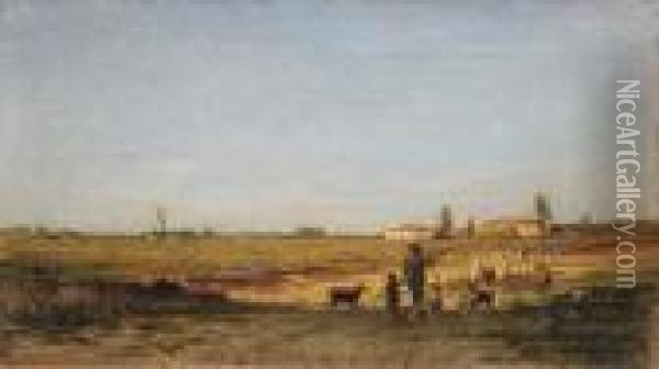 Paesaggio Con Pastori Oil Painting - Carlo Follini