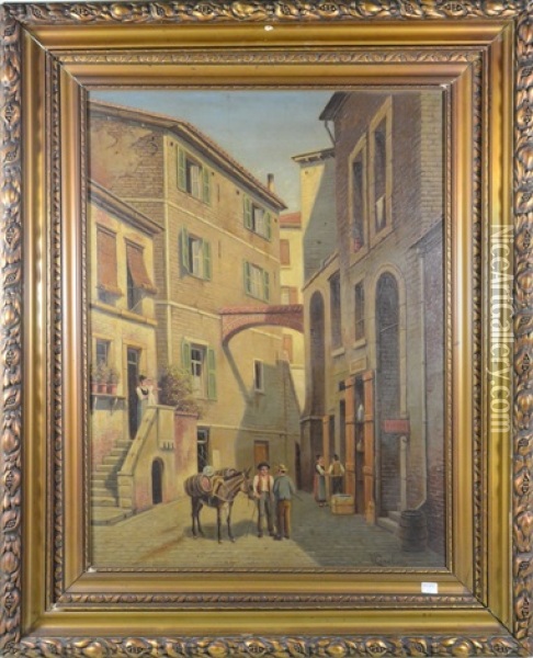 La Via Del Piano A Bordigera Oil Painting - Victor Carabain
