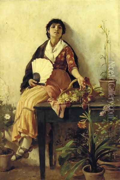 The Florentine Girl Oil Painting - Frank Duveneck