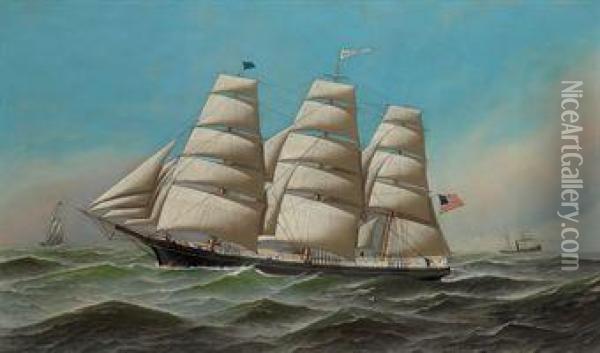 The Clipper Ship J.f. Chapman Oil Painting - Antonio Nicolo Gasparo Jacobsen