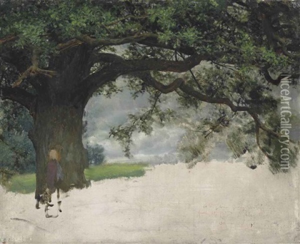 Study Of An Oak Tree Oil Painting - Sir Lawrence Alma-Tadema