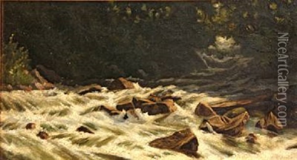 On The Skaneateles Outlet Oil Painting - John Dobson Barrow