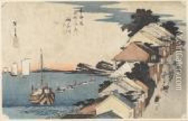 Vierte Station: Kanagawa. Oil Painting - Utagawa or Ando Hiroshige
