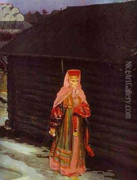 Wedding Train In XVII Century Moscow Detail 1901 Oil Painting - Andrei Petrovich Ryabushkin