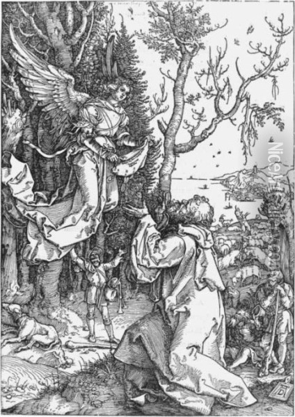 Joachim And The Angel; And The Presentation Of The Virgin In The Temple Oil Painting - Albrecht Durer