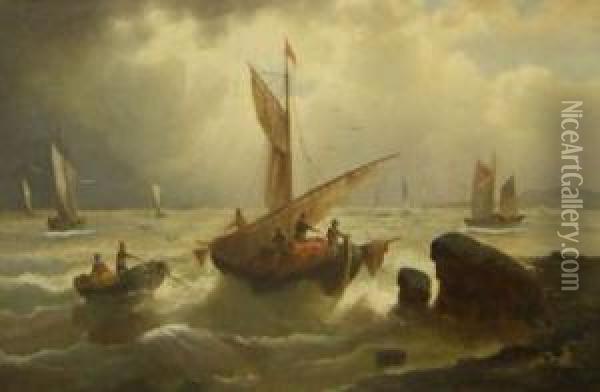 Mediterranean Fishing Scene Oil Painting - Giovanni Monti