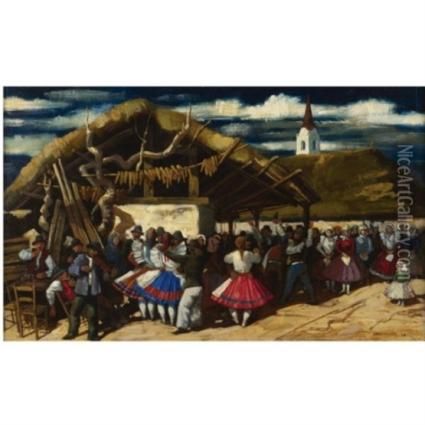 The Peasant's Festival Oil Painting - Vilmos Aba-Novak