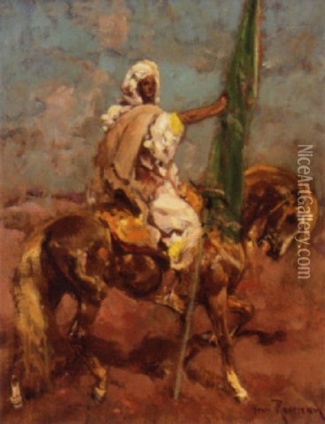 A Mounted Standard Bearer Oil Painting - Henri Emilien Rousseau