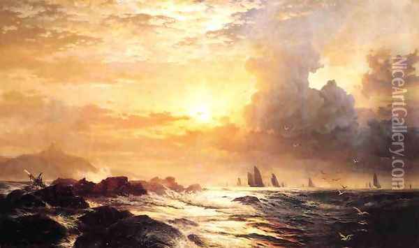 Ships at Sea Oil Painting - Edward Moran