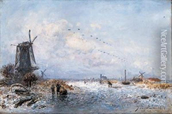 Scne D'hiver Oil Painting - Johan Barthold Jongkind