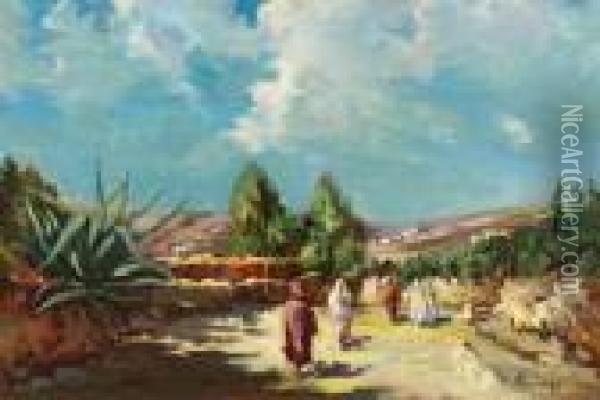 Berberes Sur Le Chemin Oil Painting - Vincent Manago