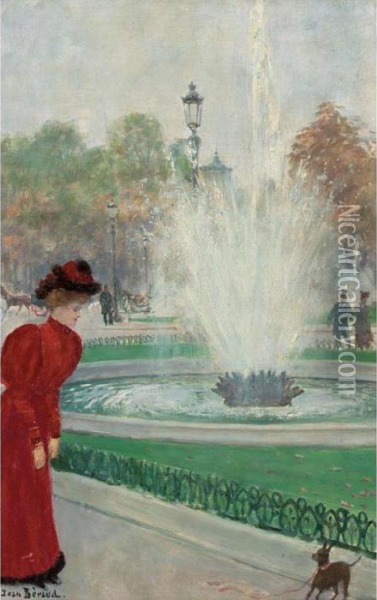 Parisienne Au Rond-point Des Champs-elysees Oil Painting - Jean-Georges Beraud