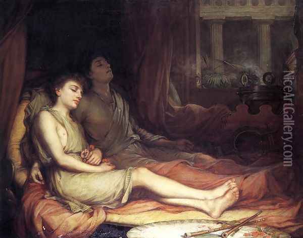 Sleep and his Half-brother Death 1874 Oil Painting - John William Waterhouse