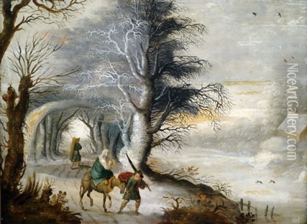 Winterlandschaft Mit Der Heiligen Familie Auf Der Flucht Oil Painting - Gysbrecht Leytens