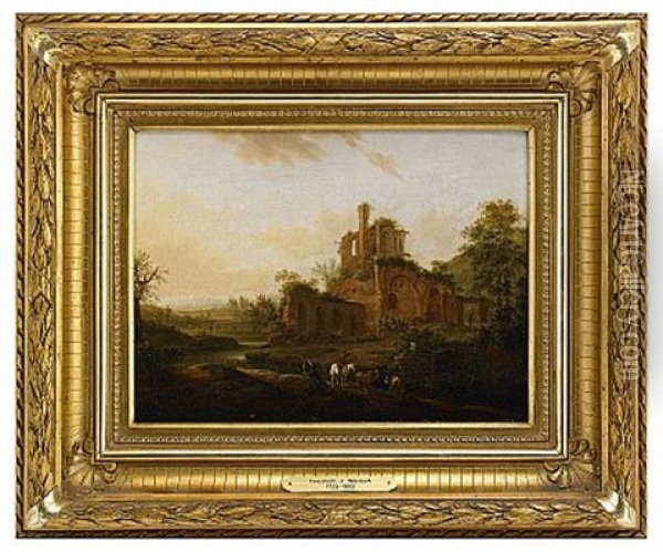 Landskap Med Ruin Oil Painting - Johann Friedrich Weitsch