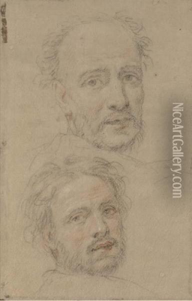 Two Heads Of Bearded Men Oil Painting - Federico Zuccaro