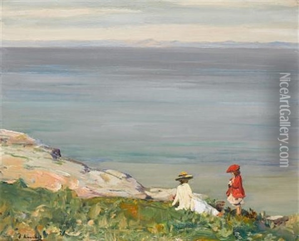 On The Cliffs Oil Painting - John Lavery