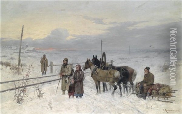 Warten Auf Den Zug Oil Painting - Franz Roubaud
