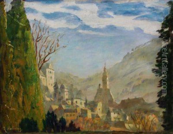 Baden-baden Im Herbst Oil Painting - Rudolf Hellwag