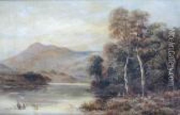 Twilight -on The Conway North Wales Oil Painting - Sidney Yates Johnson