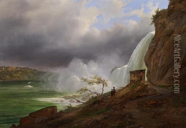 Dark Clouds Over Niagara Falls Oil Painting - Ferdinand Reichardt
