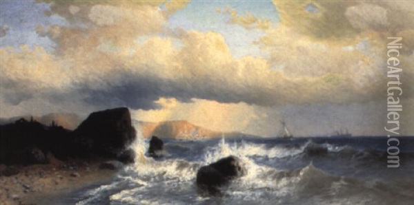 Ships Off The Maine Coast Oil Painting - Alfred Thompson Bricher