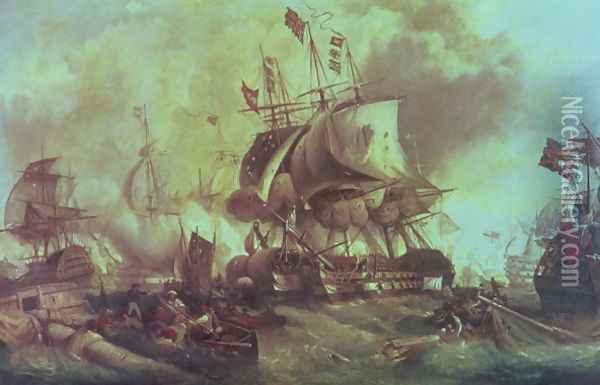 The Battle of Trafalgar, 1805, c.1848 Oil Painting - William Stuart