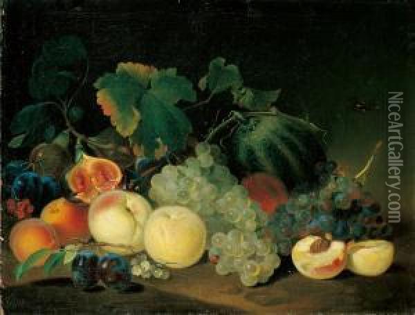 Fruchtestillleben. Oil Painting - Justus Juncker