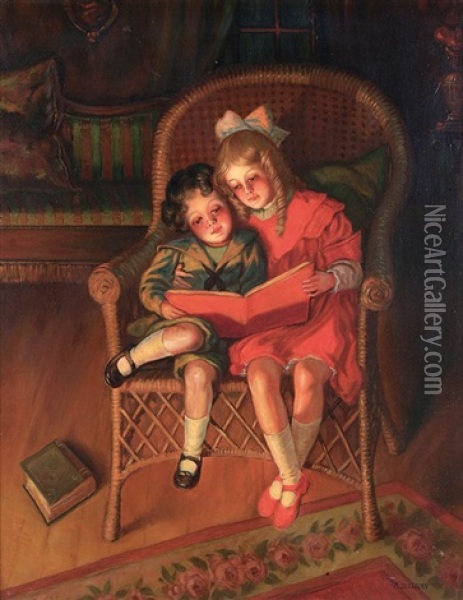 Fireside Storytime Oil Painting - Patrick Sullivan