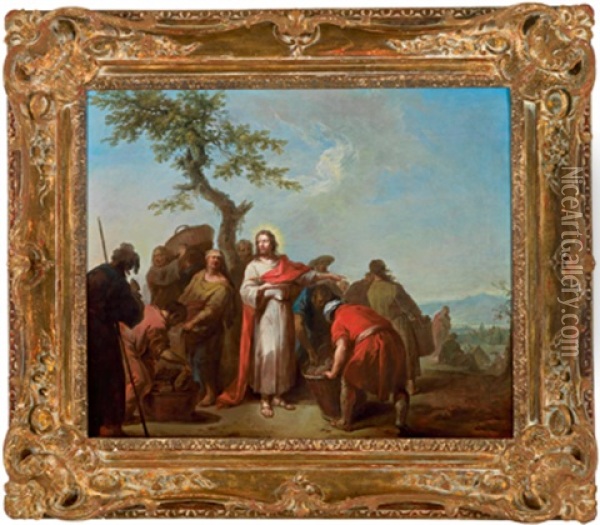 Die Wundersame Brotvermehrung Oil Painting - Johann Conrad Seekatz