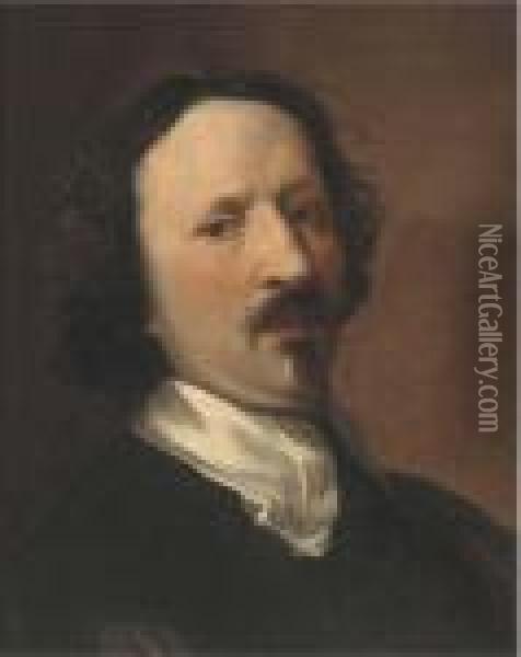 Portrait Of A Gentleman, Bust-length Oil Painting - Sebastian Bourdon