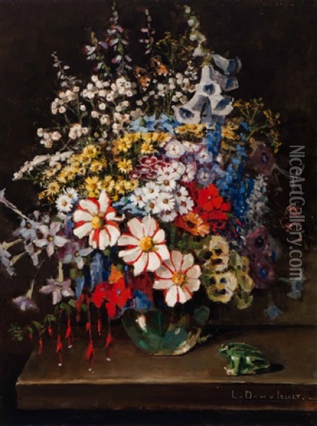 Summer Still Life Of Flowers Oil Painting - Lucie Van Dam Van Isselt