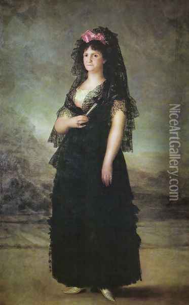 La reina Maria Luisa con mantilla Oil Painting - Francisco De Goya y Lucientes