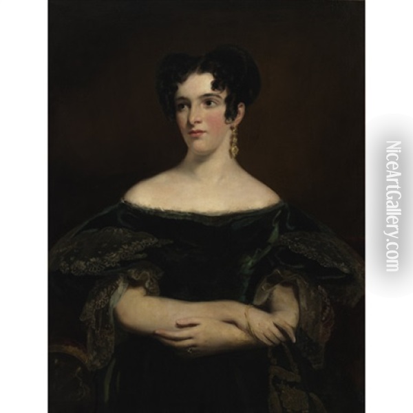 Portrait Of Miss Elizabeth Mack (mrs. Thomas Henderson) Oil Painting - John Watson Gordon