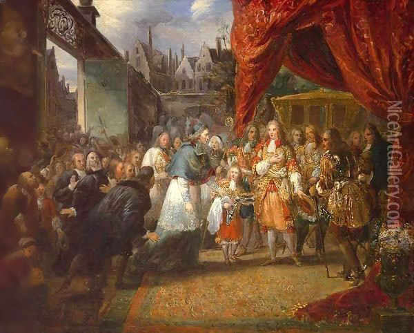Louis XIV Entering Paris Oil Painting - Eugene Isabey