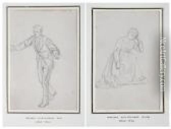 Study Of A Seated Woman, And Another, A Study Of A Man Gesturing, A Pair Oil Painting - Helen Mary Elizabeth Allingham