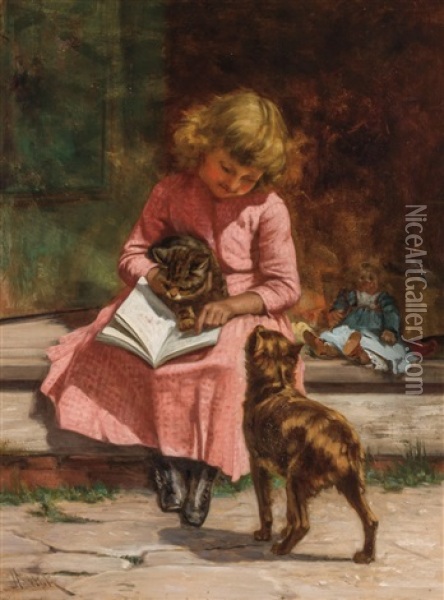 The Reading Lesson Oil Painting - John Henry Dolph