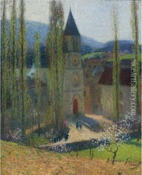 L'eglise De Labastide-du-vert, Fin D'apres-midi Oil Painting - Henri Martin