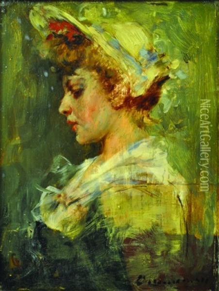 Young Girl (study) Oil Painting - George W. Brenneman