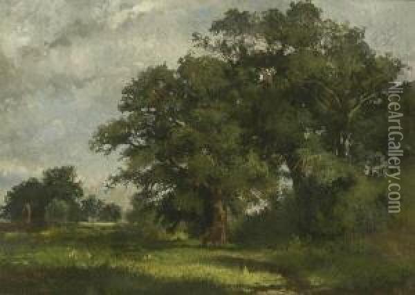 Baumlandschaft. Oil Painting - Joseph Wenglein