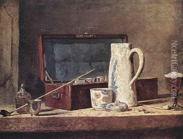 Still-Life with Pipe and Jug Oil Painting - Jean-Baptiste-Simeon Chardin