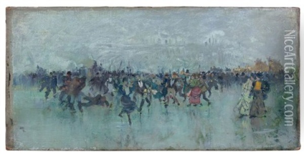 Scene De Rassemblement Populaire Oil Painting - Luigi Loir
